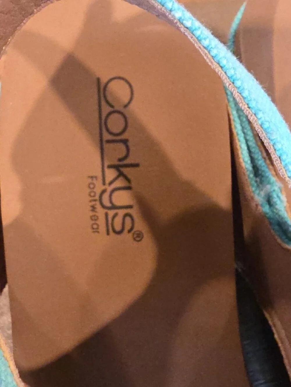 Corkys Turquoise Canvas Slingback Wedge Sandals